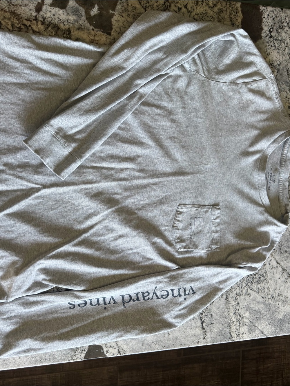 Vineyard Vines Heather Gray Long-Sleeve Pocket Tee